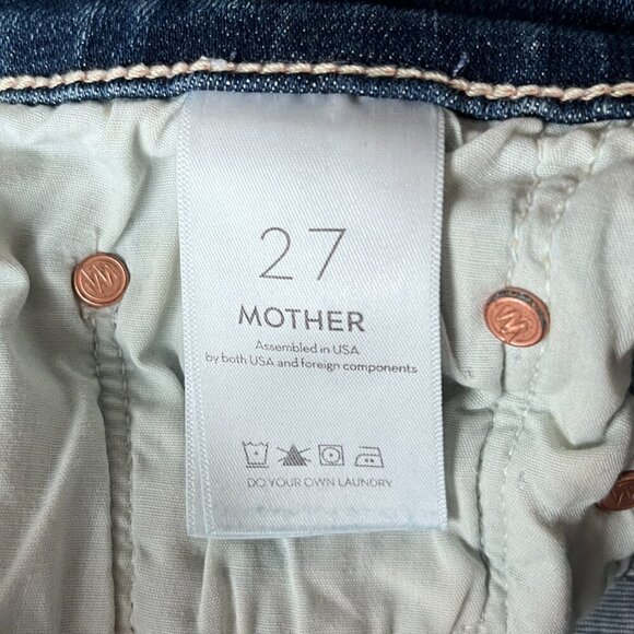 Mother The Insider Crop Step Chew Jeans Size 27 High Rise Denim Dancing on Coals - Picture 5 of 10